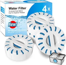 (4 Pack) Replacement Filters for Dog Water Fountain, High-Efficiency Safer Cleaner Replacement Water Filters, Lasts Two Months,7 Layer Vertical Filtration for Fresh Healthy Water