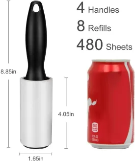 480 Sheet Extra Sticky Lint Roller - Pet Hair Remover for Clothes - 4 Handles   8 Refills Pack