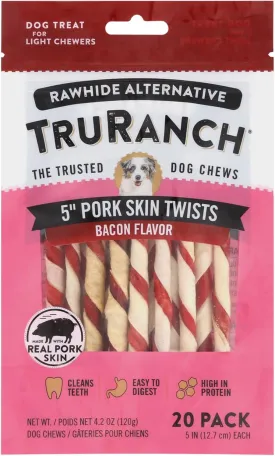 5" Pork Skin Twists - Collagen Chews for Dogs - Bacon Flavor - Made with Real Pork Skin - Rawhide Alternative - Limited Ingredient - Easy to Digest Treat, 1 Bag, 9 Count