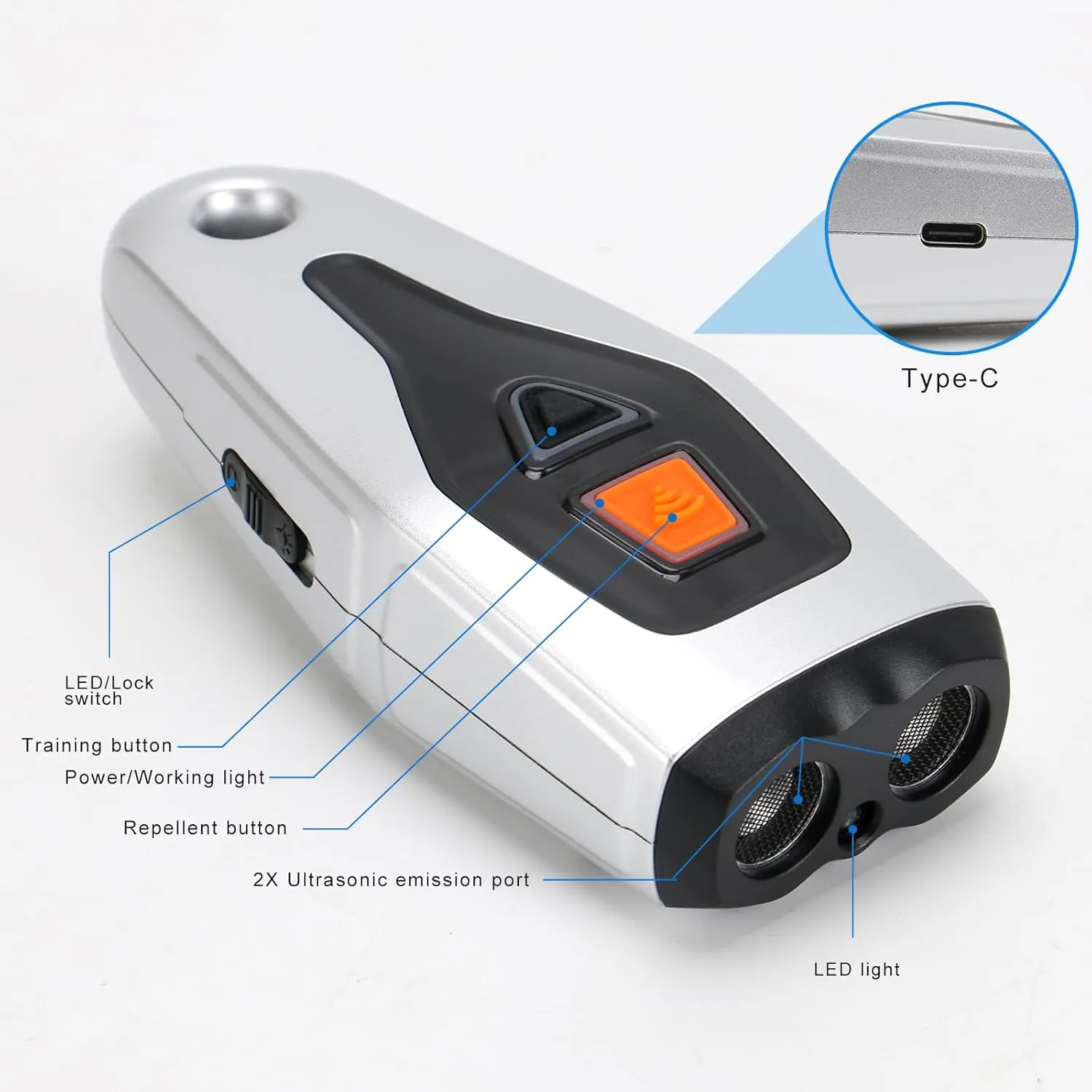 AFFLAT Ultrasonic Pet Training Device,3 in 1 Dual Sensor Anti Barking Device with Training/Deterrent Modes Safe Dog Whistle to Stop Barking Ultrasonic Dog Barking Deterrent with LED Flashlight