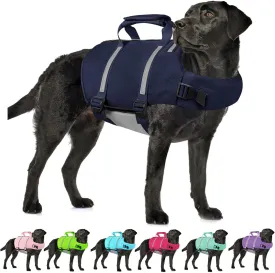 AOFITEE Dog Life Jacket High Flotation, Dog Life Vest for Swimming, Reflective Medium Dog Swimming Vest, Adjustable Dogs Swimsuit Lifesaver with Zipper and Rescue Handle for Small Medium Large Dogs