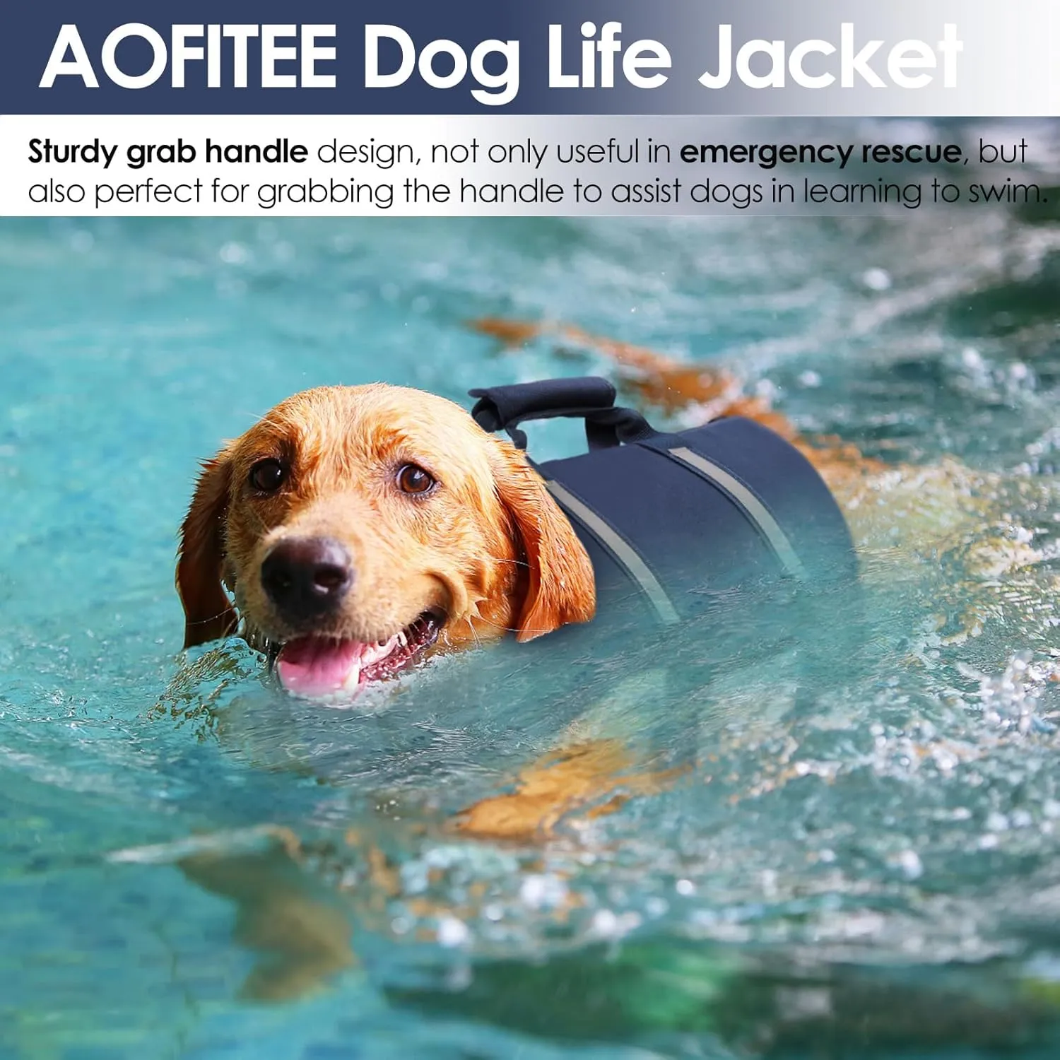 AOFITEE Dog Life Jacket High Flotation, Dog Life Vest for Swimming, Reflective Medium Dog Swimming Vest, Adjustable Dogs Swimsuit Lifesaver with Zipper and Rescue Handle for Small Medium Large Dogs