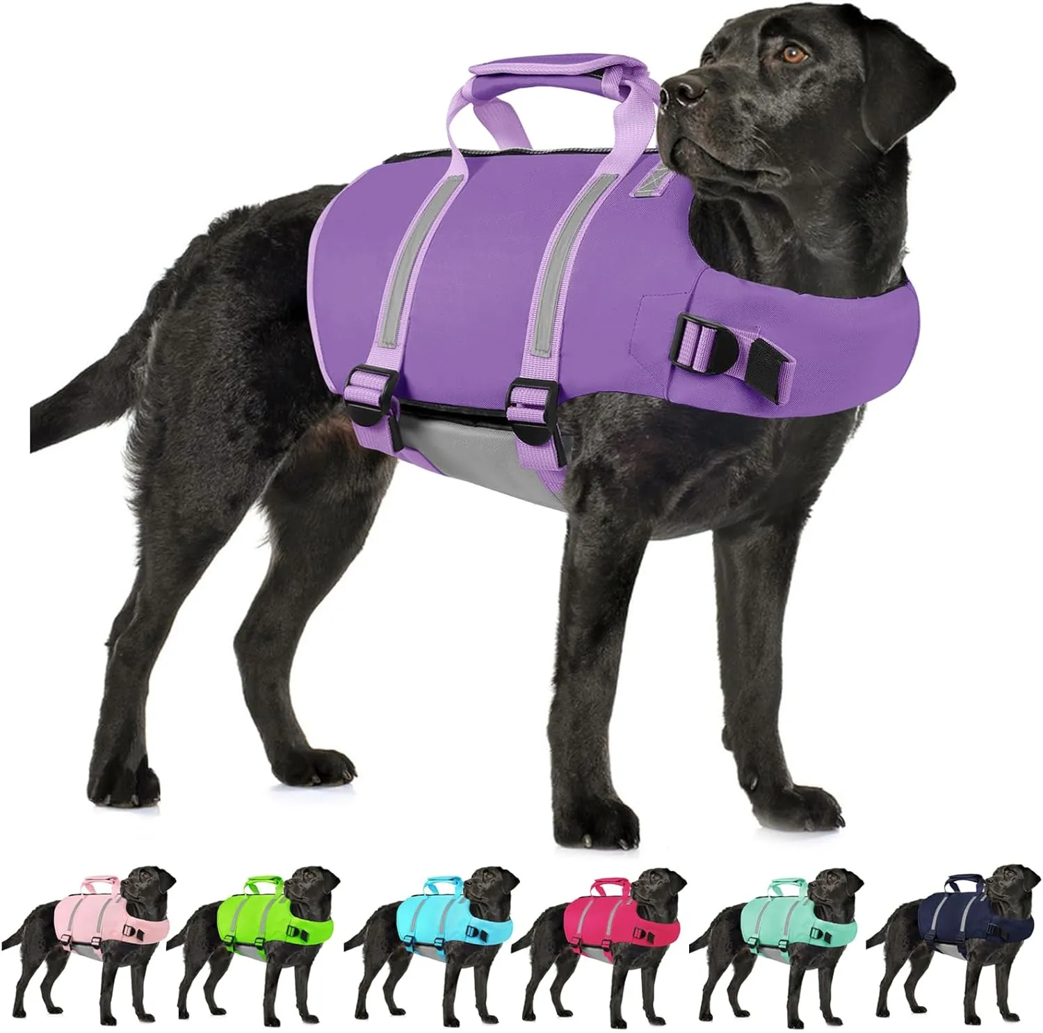 AOFITEE Dog Life Jacket High Flotation, Dog Life Vest for Swimming, Reflective Medium Dog Swimming Vest, Adjustable Dogs Swimsuit Lifesaver with Zipper and Rescue Handle for Small Medium Large Dogs
