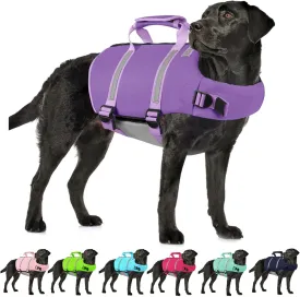 AOFITEE Dog Life Jacket High Flotation, Dog Life Vest for Swimming, Reflective Medium Dog Swimming Vest, Adjustable Dogs Swimsuit Lifesaver with Zipper and Rescue Handle for Small Medium Large Dogs