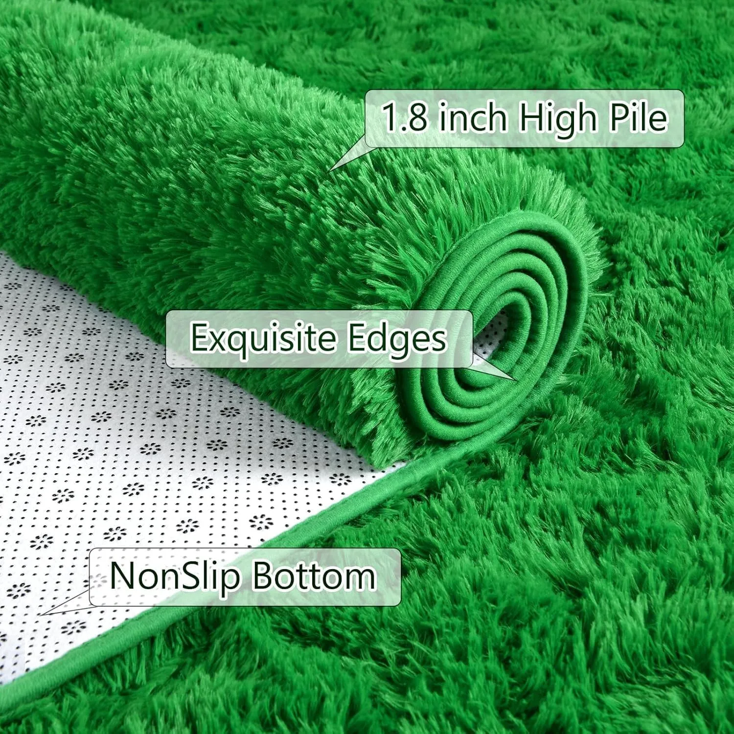 AROGAN Luxury Soft Shaggy Carpet, 6x9 Feet Bedroom Area Rug for Living Room, Fluffy Plush for Kids Girls Playroom Dorm, Teen Room Nursery Decor, Green