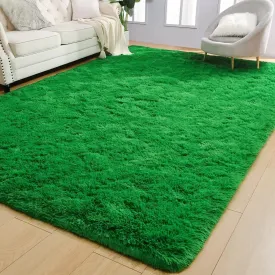 AROGAN Luxury Soft Shaggy Carpet, 6x9 Feet Bedroom Area Rug for Living Room, Fluffy Plush for Kids Girls Playroom Dorm, Teen Room Nursery Decor, Green