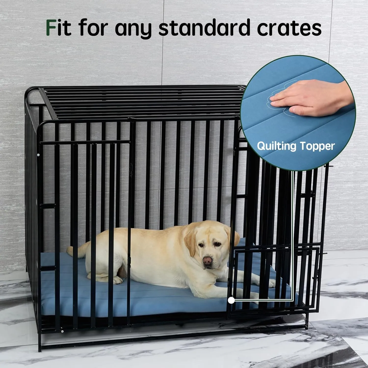 BALANCE Dog Crate Bed, Orthopedic Dog Bed Pad with Waterproof Liner, Washable Crate Foam Pet Mat for Large, Medium, Puppy Dogs Breeds, Powder Blue, 36"x23"x1.6"