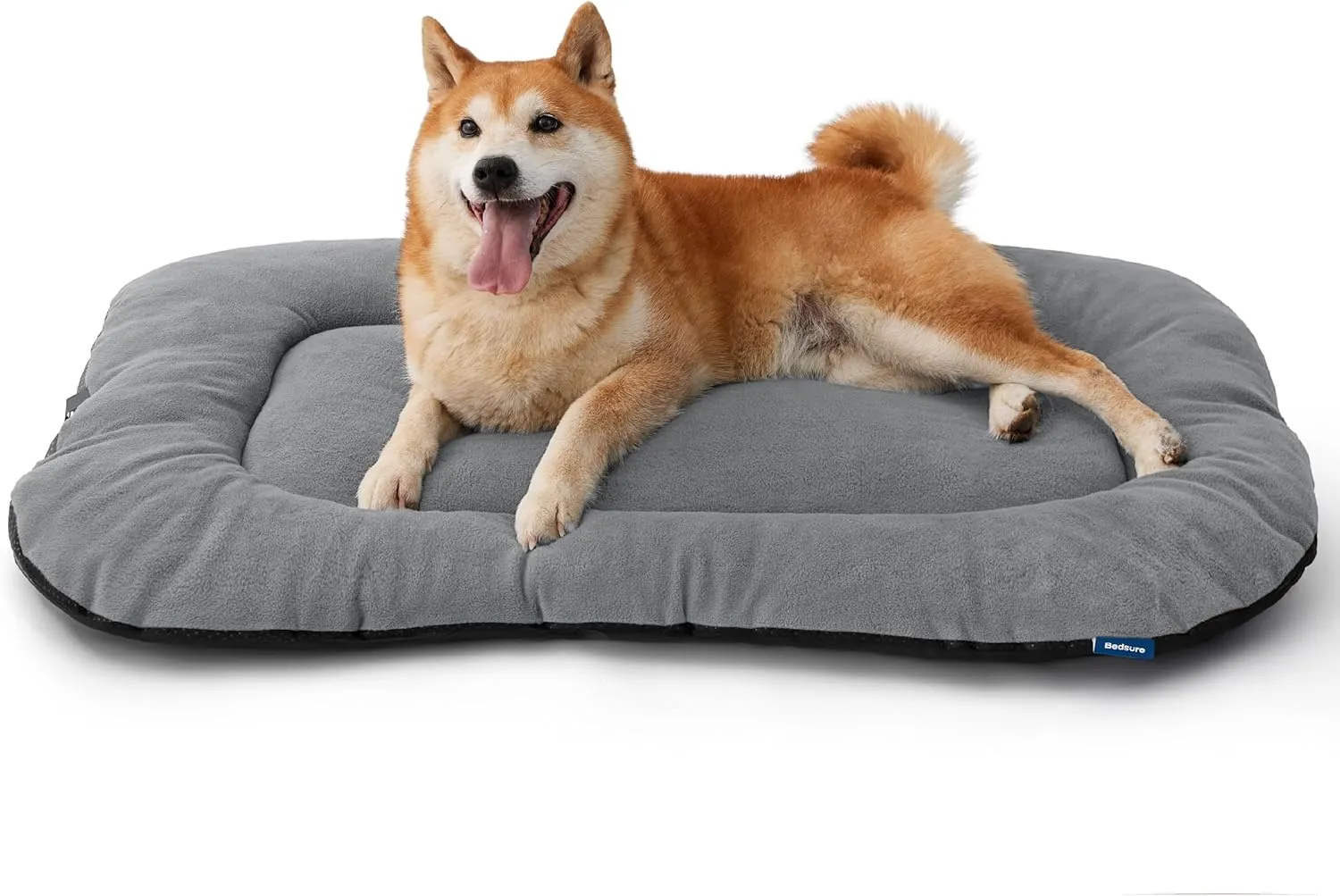 Bedsure Washable Dog Crate Pad for Large Dogs, Flat Puppy Kennel Dog Bed for Crate, Ultra Soft Fleece Pet Sleeping Mat with Non-Slip Bottom, Light Grey 35"x22"