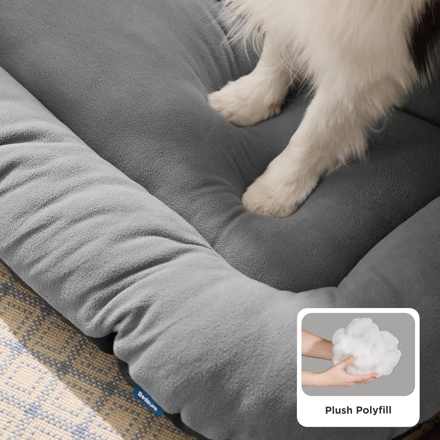 Bedsure Washable Dog Crate Pad for Large Dogs, Flat Puppy Kennel Dog Bed for Crate, Ultra Soft Fleece Pet Sleeping Mat with Non-Slip Bottom, Light Grey 35"x22"