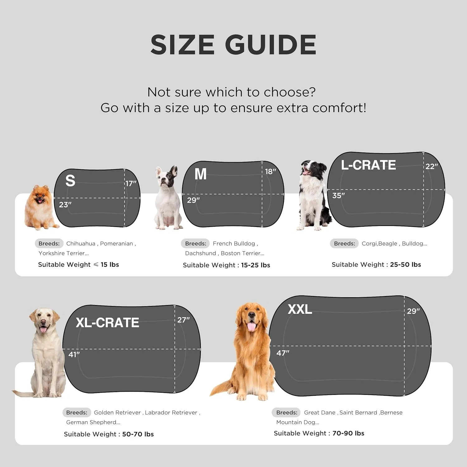 Bedsure Washable Dog Crate Pad for Large Dogs, Flat Puppy Kennel Dog Bed for Crate, Ultra Soft Fleece Pet Sleeping Mat with Non-Slip Bottom, Light Grey 35"x22"