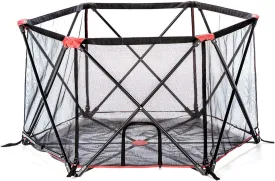 Carlson 6-Panel Foldable and Portable Steel Pet Exercise and Play Pen, Indoor and Outdoor, with Carrying Case, Red