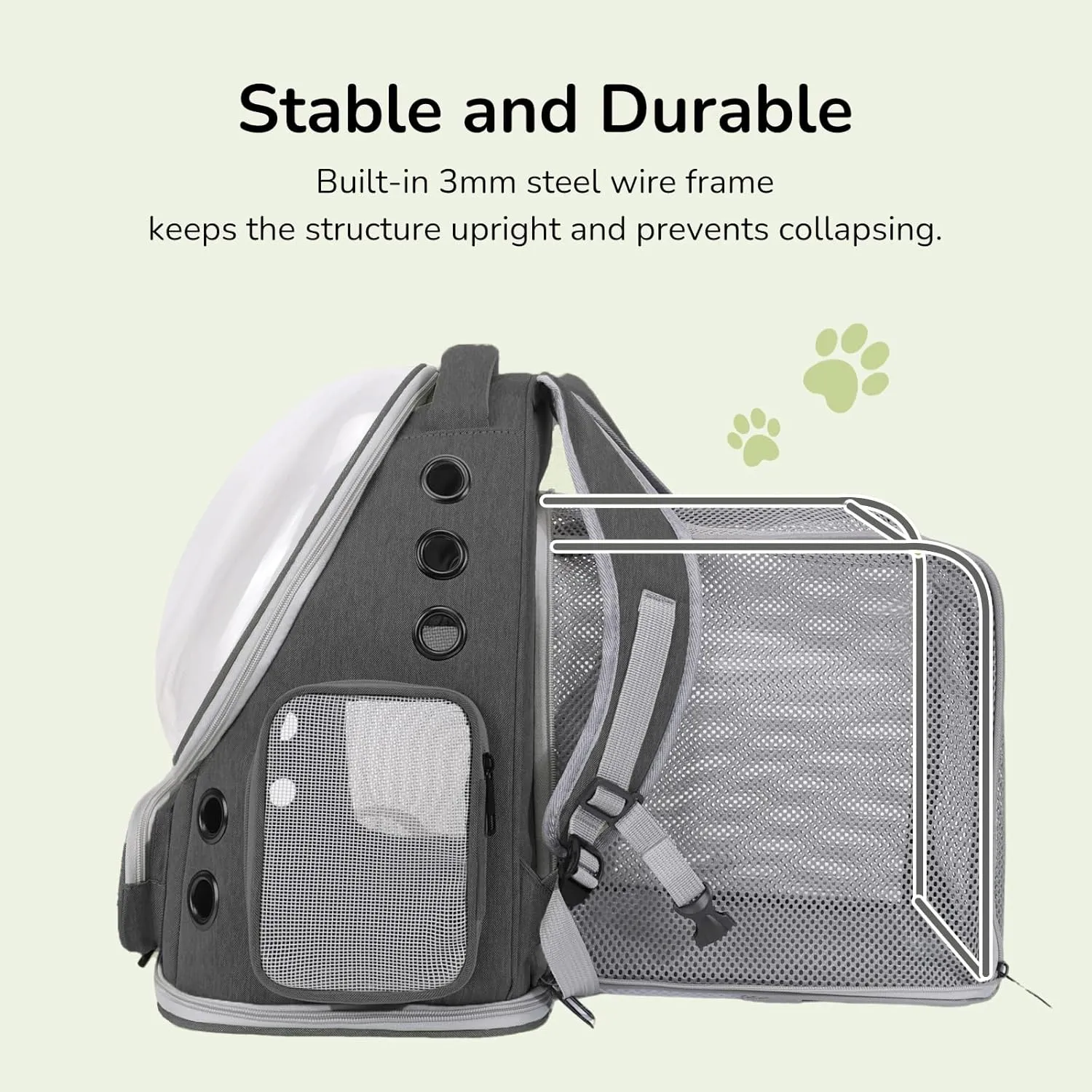 Cat Backpack Carrier for Large Cats, Expandable Cat Bubble Backpack, Dog Carriers for Small Medium Dogs, Airline Approved Pet Carrier for Travel Hiking Outdoor(Grey)
