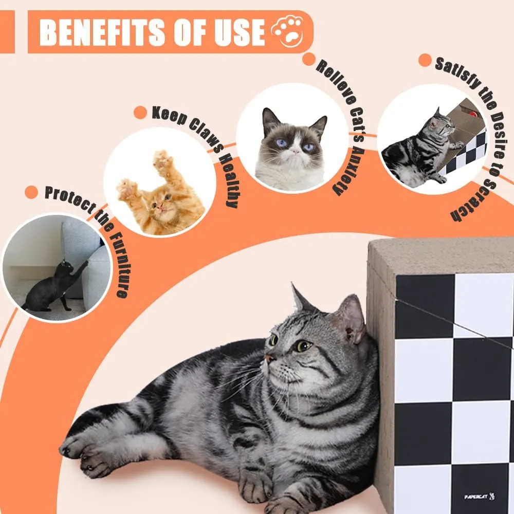 Cat Scratching Board with Ball, Triangle Cat Scratching Cardboard, Multiple Scratching Angles, 2-in-1 Scratching Lounge Bed, Black and White (Triangular) (Black and White)