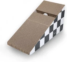 Cat Scratching Board with Ball, Triangle Cat Scratching Cardboard, Multiple Scratching Angles, 2-in-1 Scratching Lounge Bed, Black and White (Triangular) (Black and White)