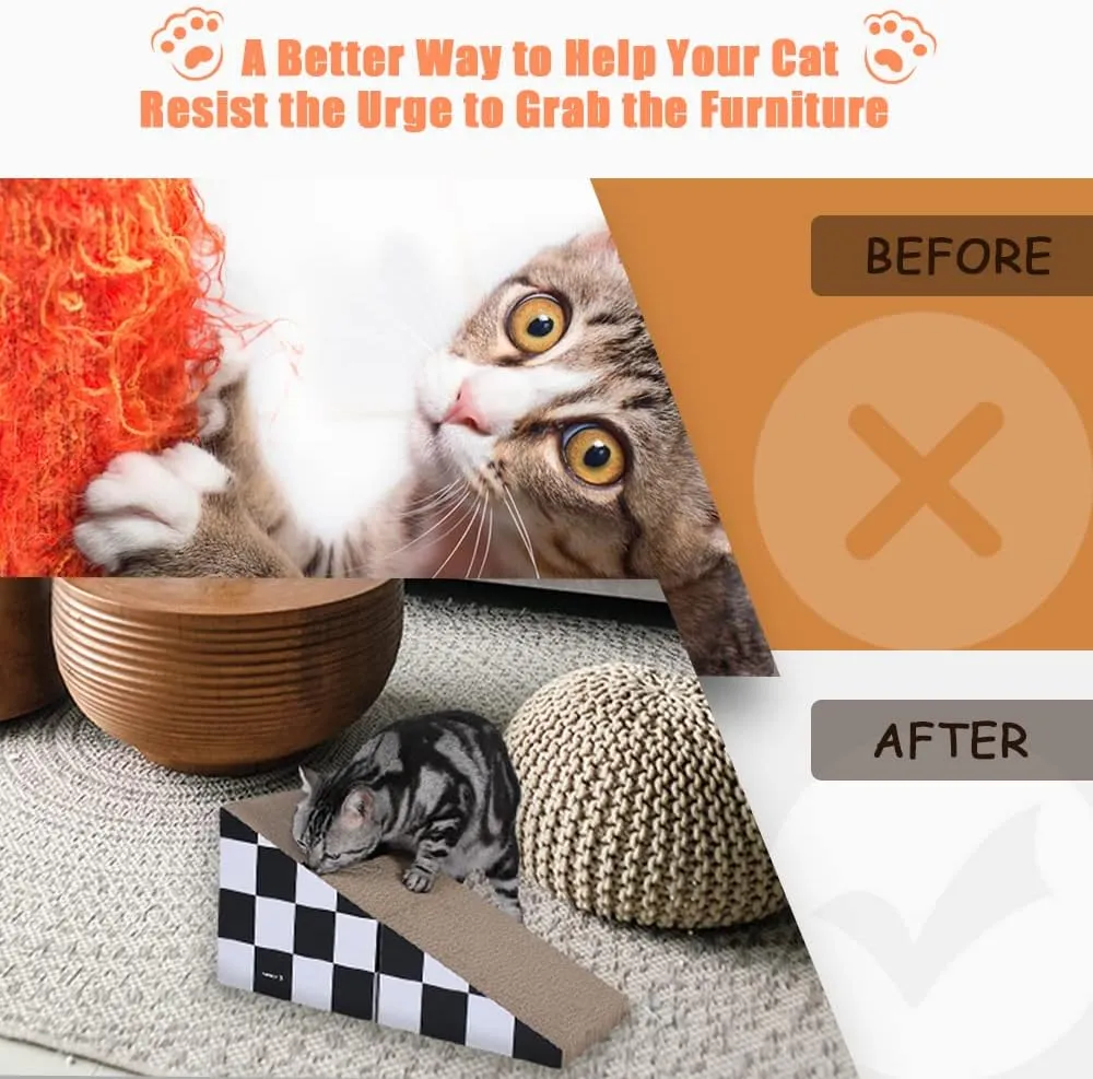 Cat Scratching Board with Ball, Triangle Cat Scratching Cardboard, Multiple Scratching Angles, 2-in-1 Scratching Lounge Bed, Black and White (Triangular) (Black and White)