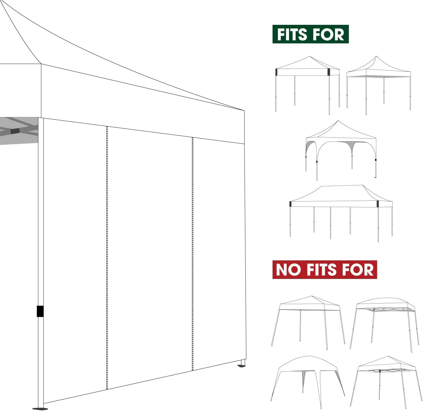 COOSHADE Instant Canopy SunWall 8x8 Canopy SideWall for Pop up Canopy Tent, 1 Pack Door Wall Only, Blue