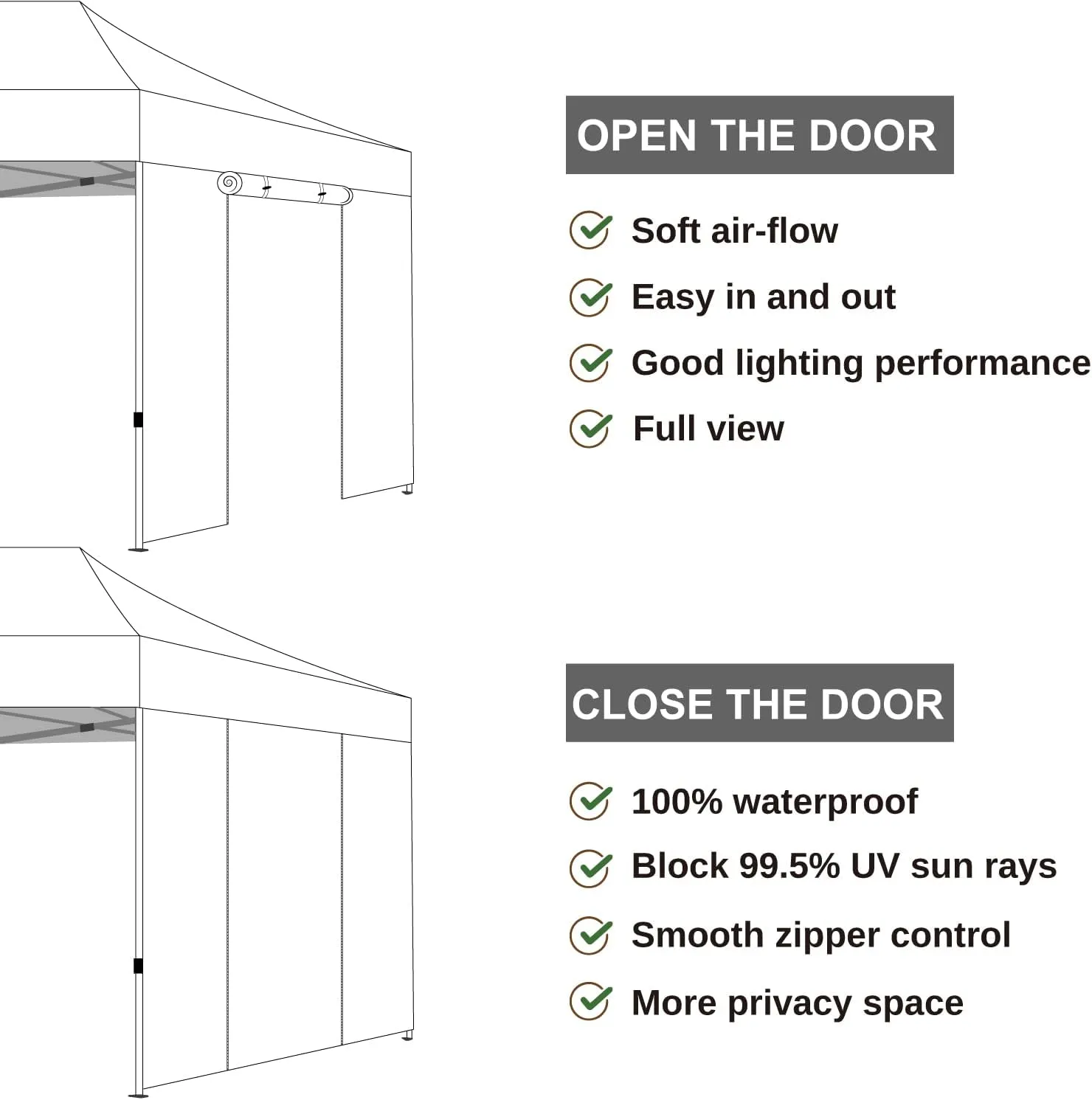 COOSHADE Instant Canopy SunWall 8x8 Canopy SideWall for Pop up Canopy Tent, 1 Pack Door Wall Only, Blue