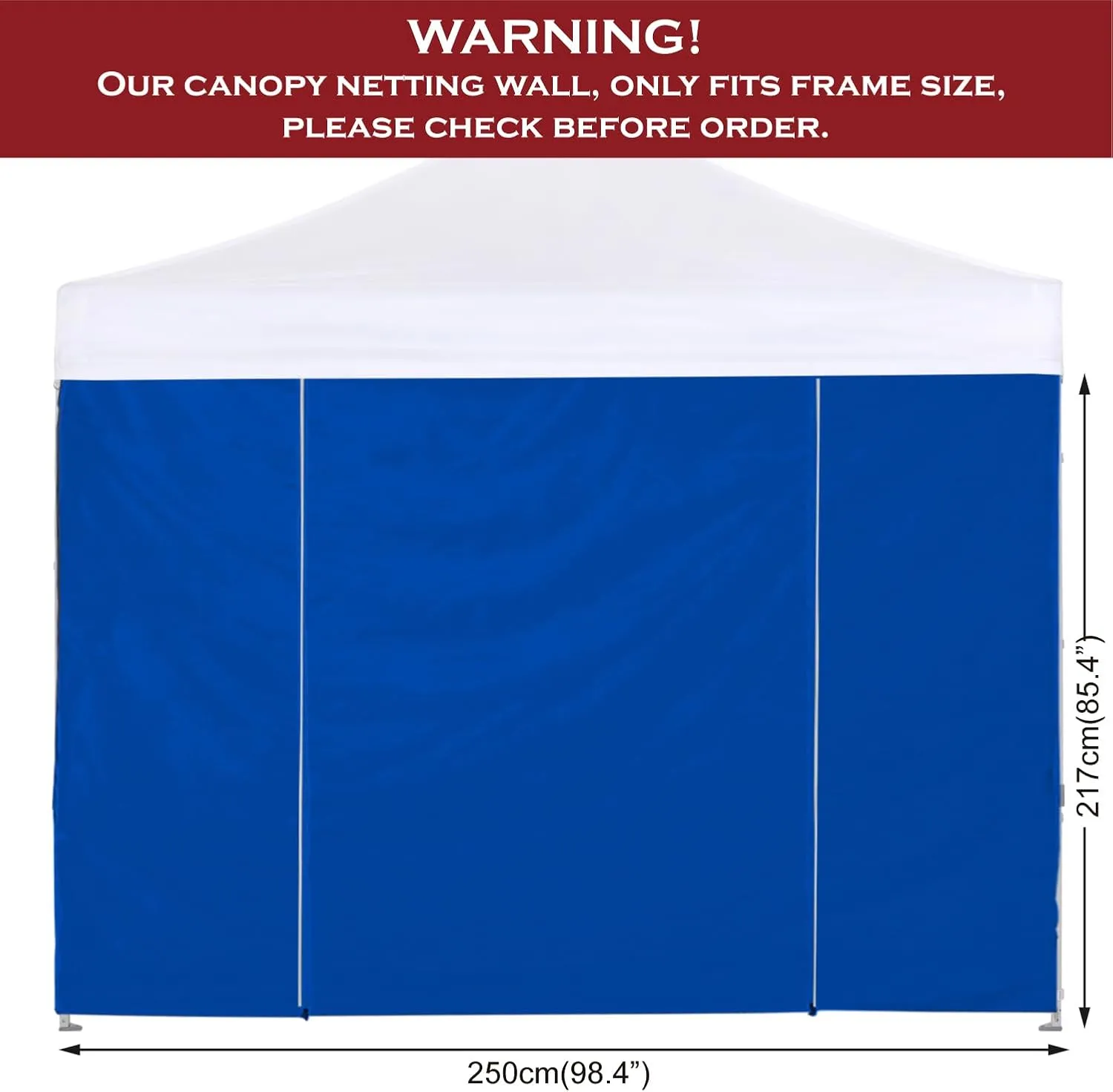 COOSHADE Instant Canopy SunWall 8x8 Canopy SideWall for Pop up Canopy Tent, 1 Pack Door Wall Only, Blue