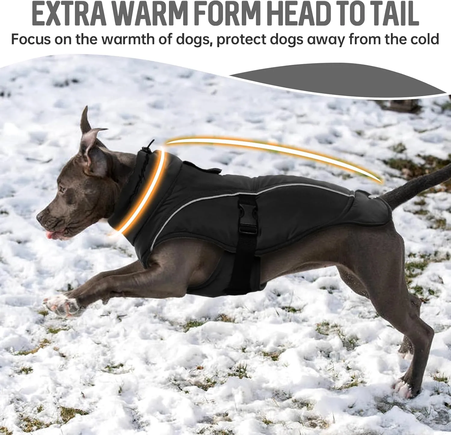 DENTRUN Dog Winter Warm Coat - Windproof Cozy Dog Jacket, Thick Fleece Vest, Water Repellent, Reflective, Small to Large Sizes