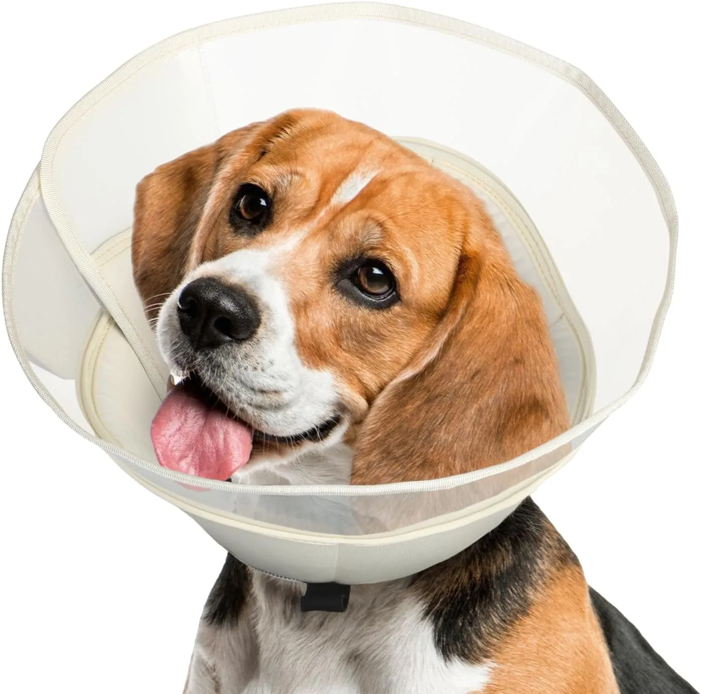 Dog Cone, Soft Cones for Dogs After Surgery, Comfortable Medium Dog Cone Collar, Protective Cone for Dogs to Stop Licking, Beige, ML(Neck: 14.8-17.0)