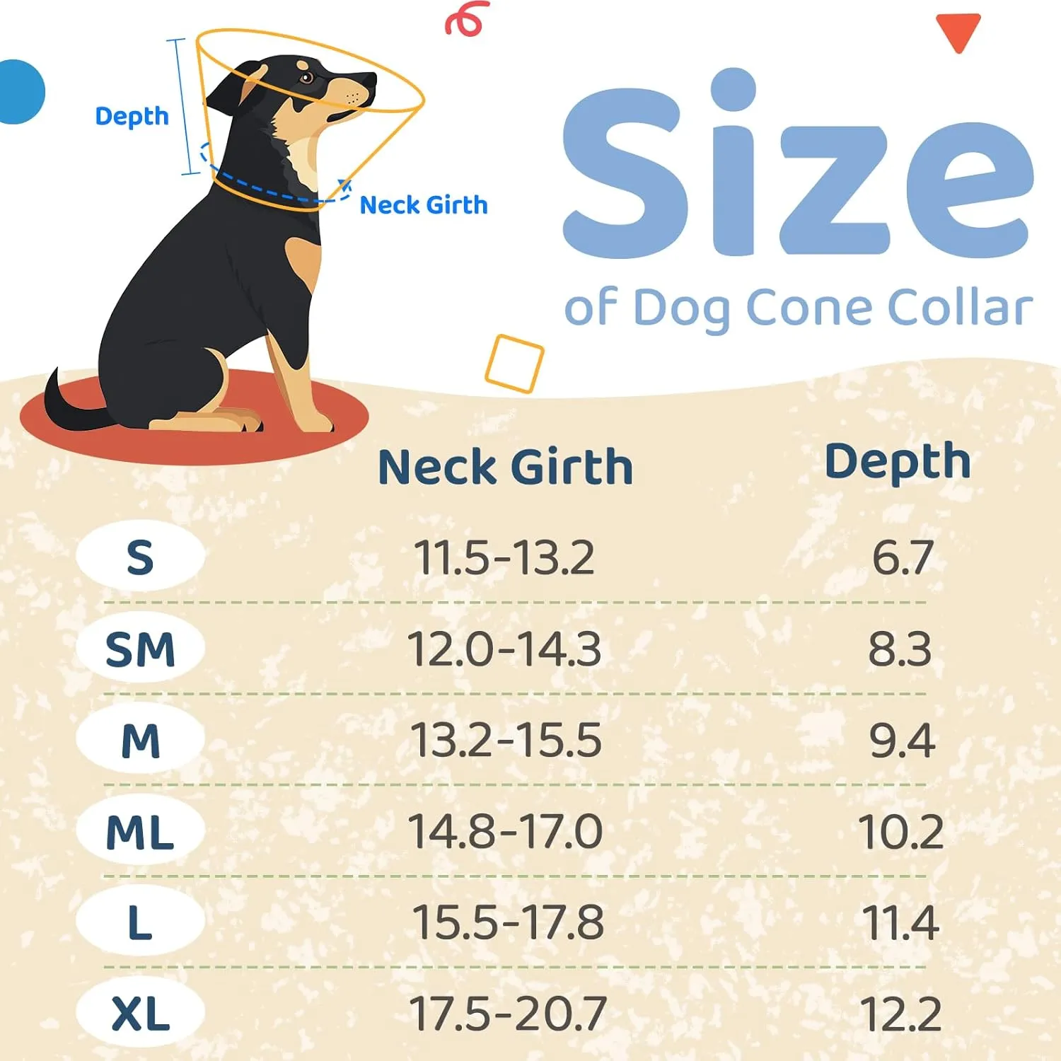 Dog Cone, Soft Cones for Dogs After Surgery, Comfortable Medium Dog Cone Collar, Protective Cone for Dogs to Stop Licking, Beige, ML(Neck: 14.8-17.0)