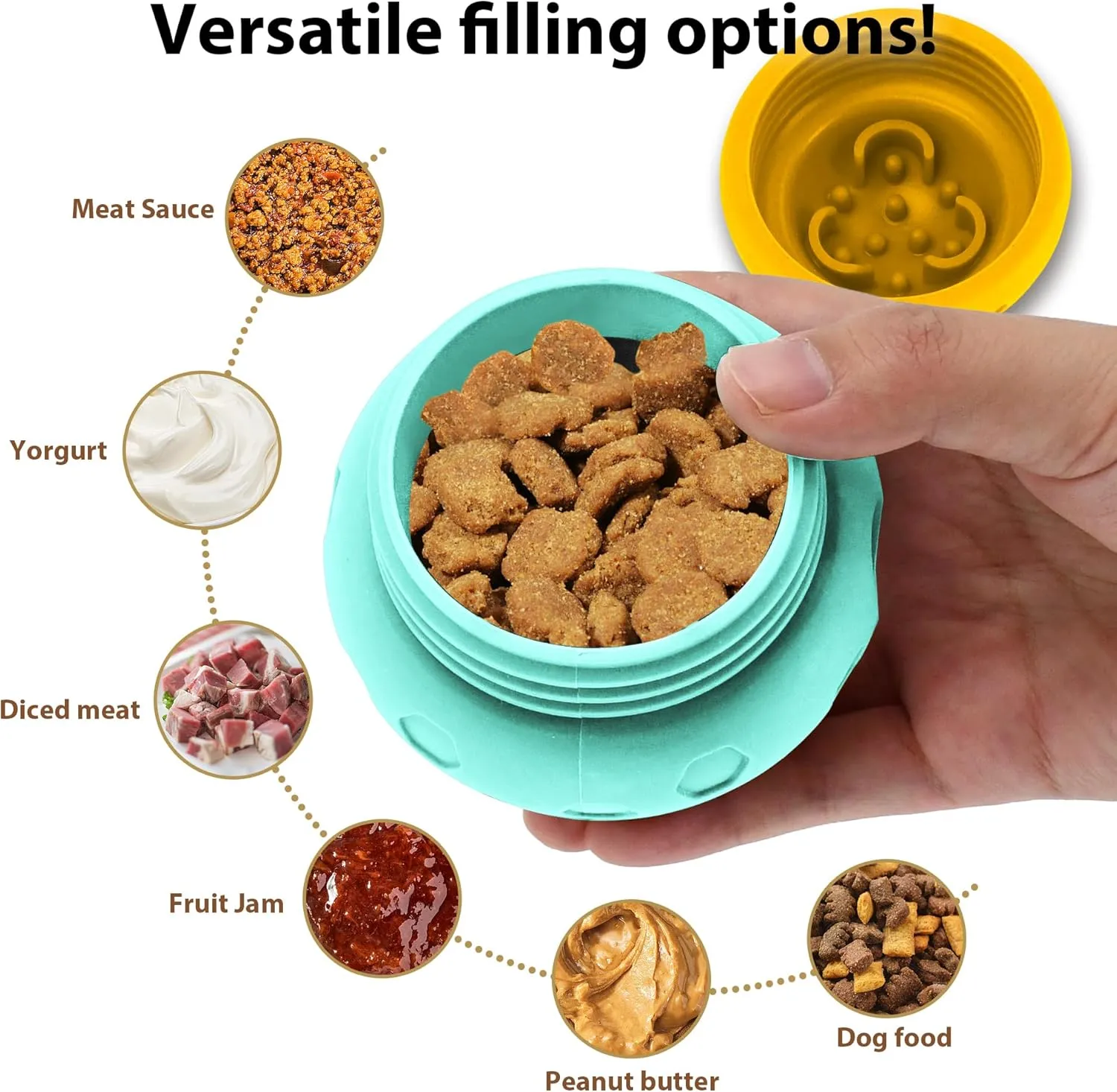 Dog Treat Dispensing Toys, Interactive Slow Feeder Toy - Fill and Freeze Dog Food, Keep Them Busy-Reduces Anxiety/Boredom for Small Medium Breeds Green