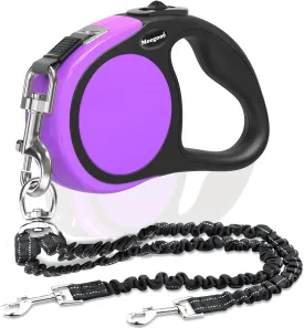 Double Retractable Dog Leash for Two Dogs Up to 50 lbs Per - 16 ft Coupler Dog Leashes for Small Medium - One Locked System, Non Slip Grip, Tangle Free