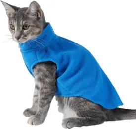 DroolingDog Cat Sweater Fleece Vest Lightweight Cat Clothes for Small Cats Only, Large, Blue