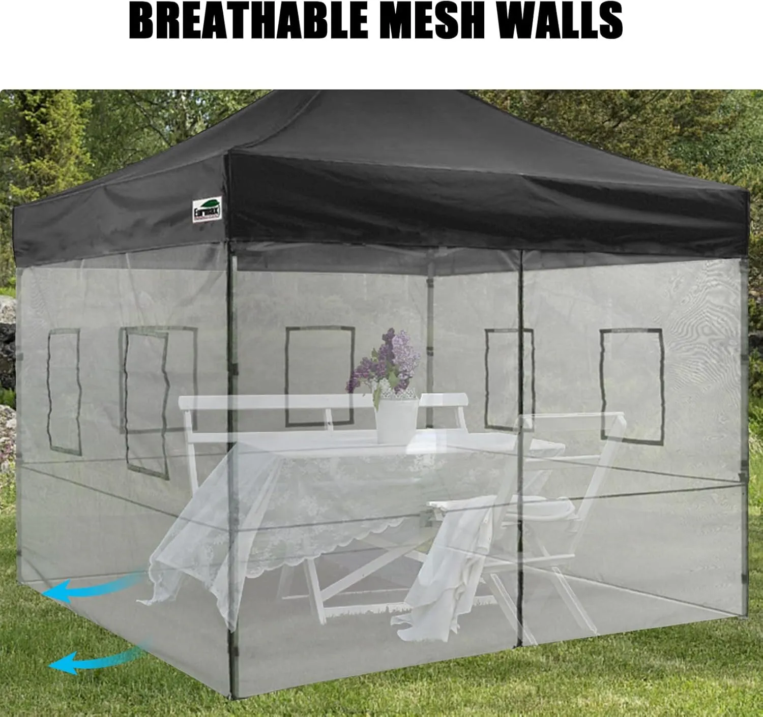 Eurmax USA Screen Wall Food Service Canopy Wall Kit for 10 x 10 Pop Up Canopy Tent,Enclosure Mesh Wall ONLY,NOT Including Frame and Top(Black)