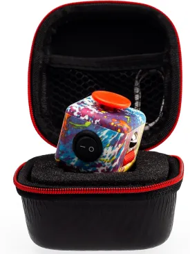 Fidget Toy Cube - Stress and Anxiety Relief with Audible/Silent Features - Ideal for Focus, Time Management, Sensory Needs of Adults/Kids, Includes Carry Case (Vivid-Splash)