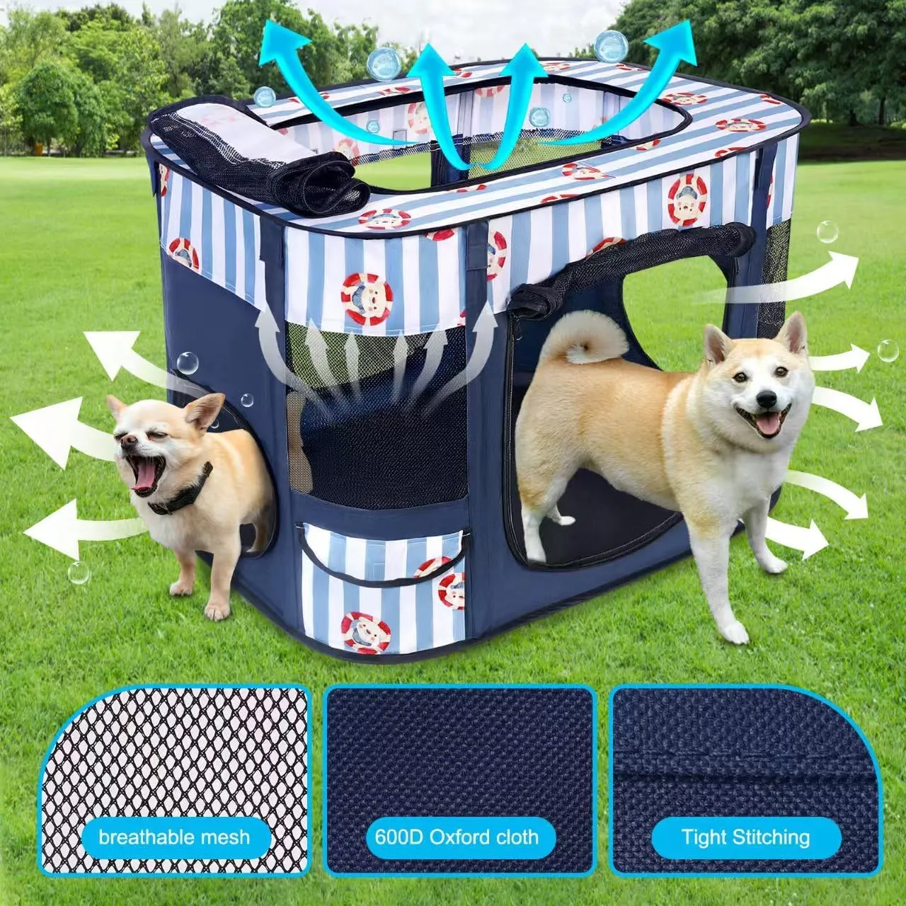 Foldable Dog Playpen Indoor,Expandable Puppy Playpen,Portable Pet Playpen for Small Animals,Waterproof Exercise Kennel Tent Crate for Travel,Camping, Home & Outdoor Use