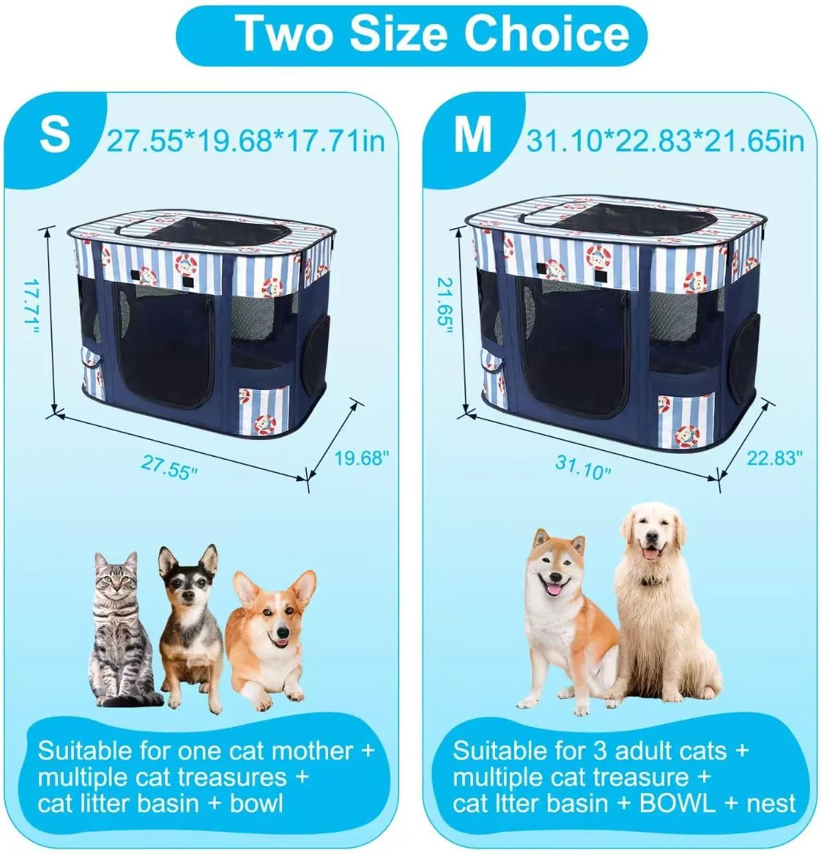 Foldable Dog Playpen Indoor,Expandable Puppy Playpen,Portable Pet Playpen for Small Animals,Waterproof Exercise Kennel Tent Crate for Travel,Camping, Home & Outdoor Use