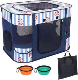 Foldable Dog Playpen Indoor,Expandable Puppy Playpen,Portable Pet Playpen for Small Animals,Waterproof Exercise Kennel Tent Crate for Travel,Camping, Home & Outdoor Use