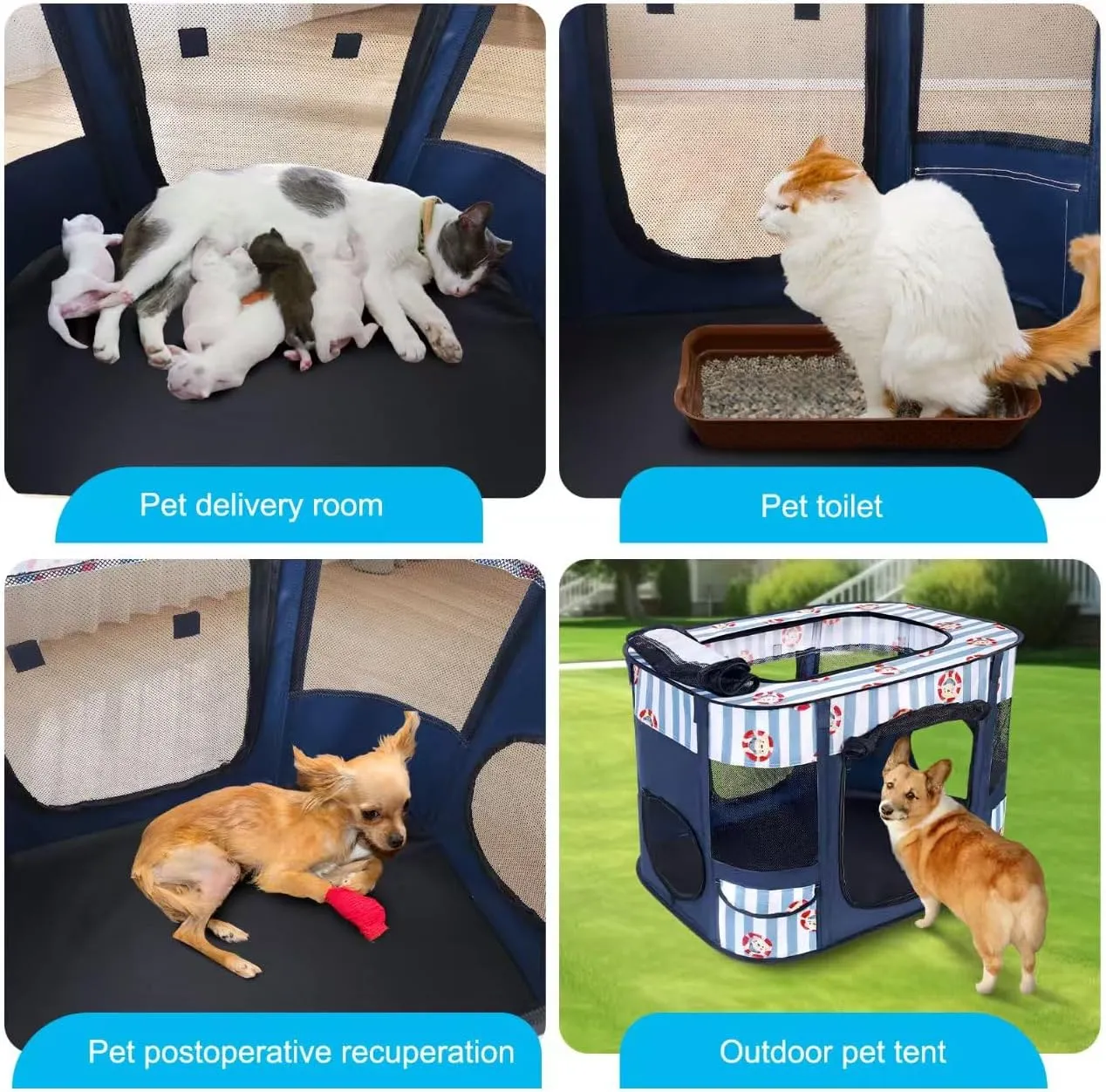 Foldable Dog Playpen Indoor,Expandable Puppy Playpen,Portable Pet Playpen for Small Animals,Waterproof Exercise Kennel Tent Crate for Travel,Camping, Home & Outdoor Use