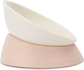 French Bulldog Food Bowl- Slanted Tilted Pug Food Water Bowl,Cat Bowl- Feeder for Frenchie/Shih Tzu/Flat Faced Small Dogs/Puppies/Cats (Lightpink, 2 Cup)