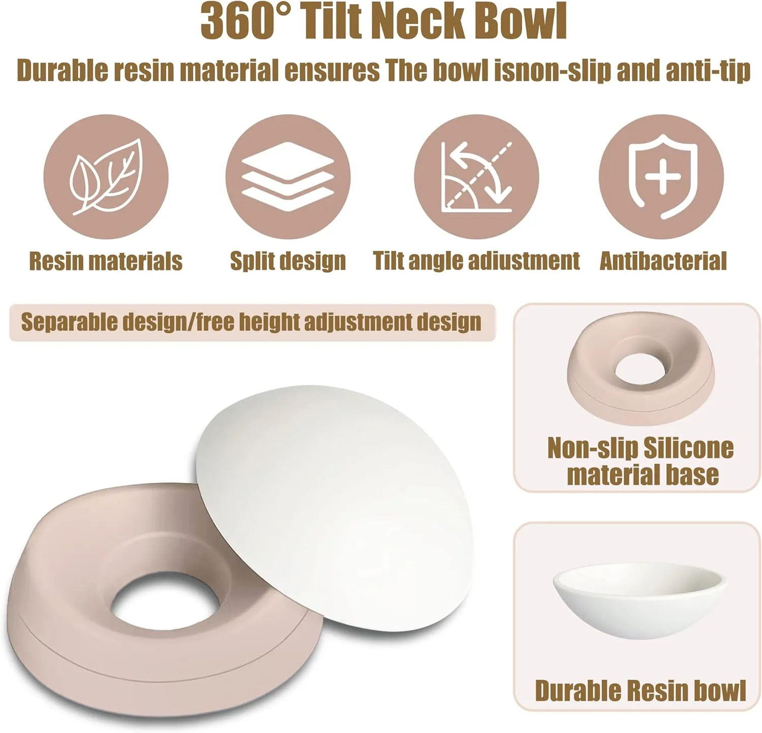 French Bulldog Food Bowl- Slanted Tilted Pug Food Water Bowl,Cat Bowl- Feeder for Frenchie/Shih Tzu/Flat Faced Small Dogs/Puppies/Cats (Lightpink, 2 Cup)