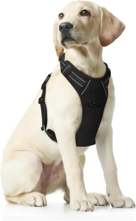 Funfox Dog Harness No Pull, Adjustable Pet Vest Harness Black XL with Handle, 2 Leash Clips for Daily Walking Easy Control, Soft Durable Reflective Comfortable for X-Large Breed Dogs