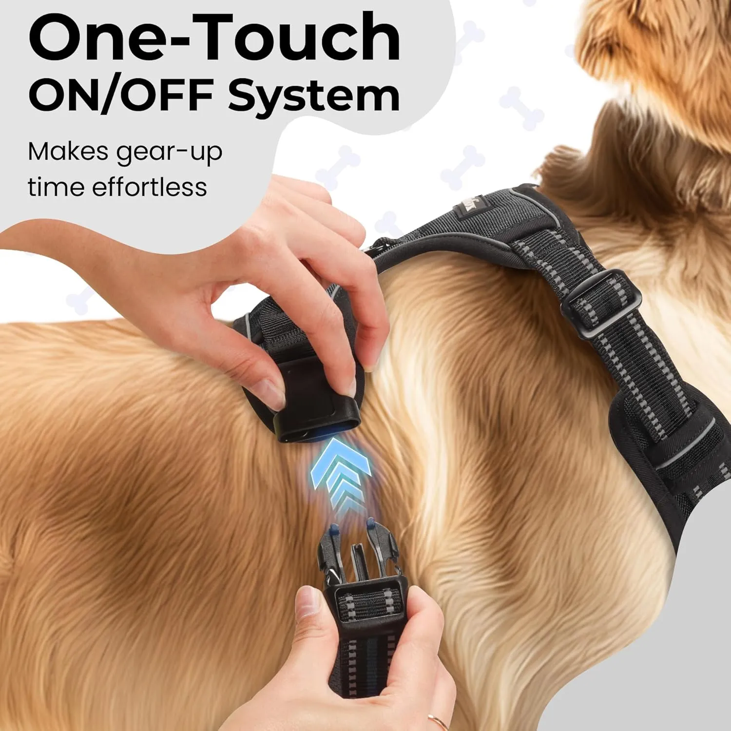 Funfox Dog Harness No Pull, Adjustable Pet Vest Harness Black XL with Handle, 2 Leash Clips for Daily Walking Easy Control, Soft Durable Reflective Comfortable for X-Large Breed Dogs
