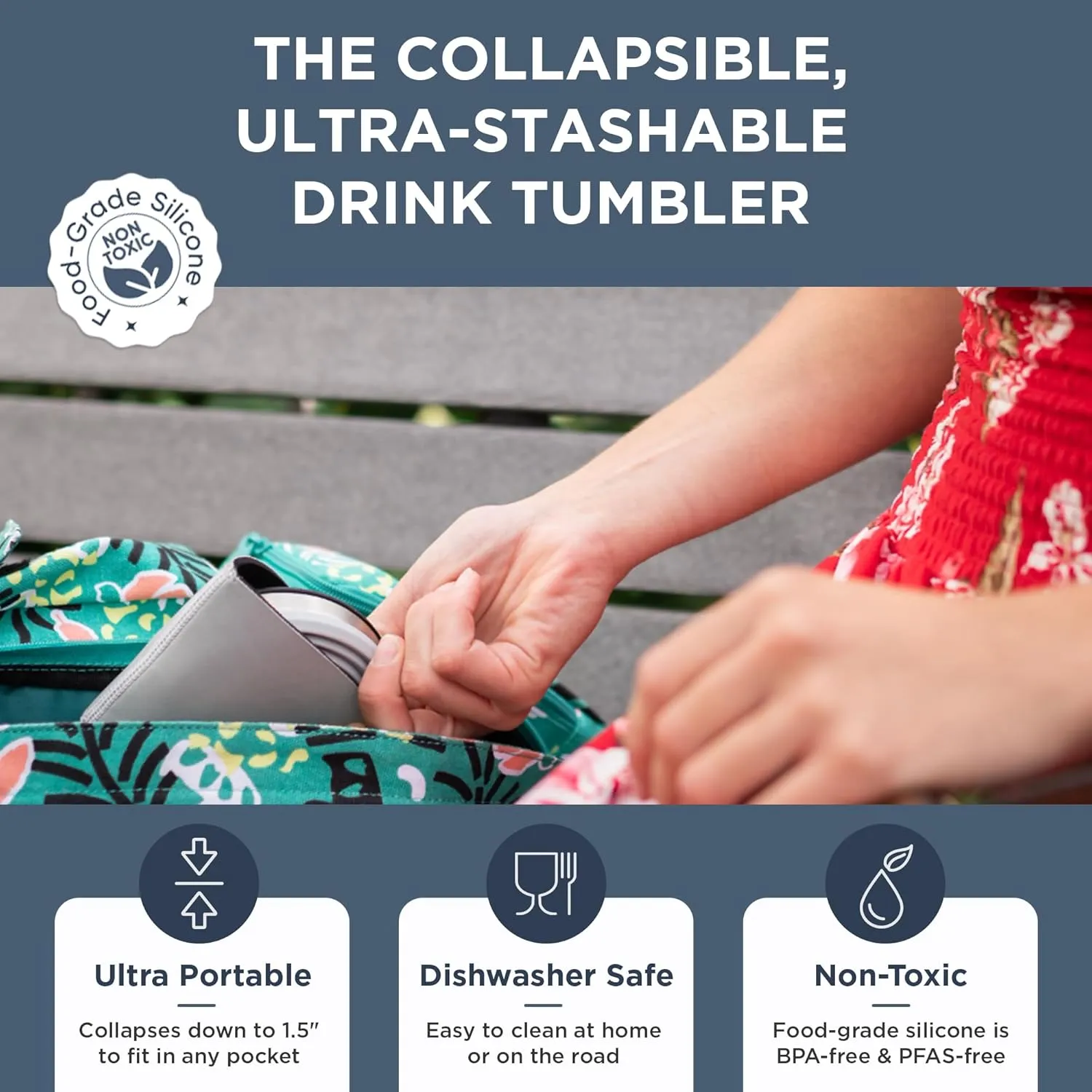 HYDAWAY 16oz Collapsible Tumbler - BPA-Free, Reusable Silicone Cup with Lid & Insulating Sleeve - Perfect for Coffee, Travel, and Everyday Use