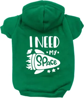 I Need My Space Anxiety Support Pullover Fleece Lined Dog Hoodie (Green L, 118)