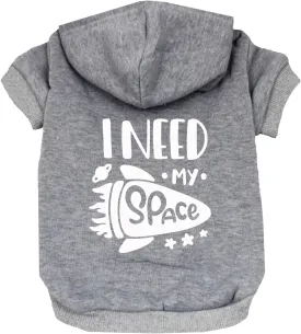 I Need My Space Anxiety Support Pullover Fleece Lined Dog Hoodie (Grey XS, 118)
