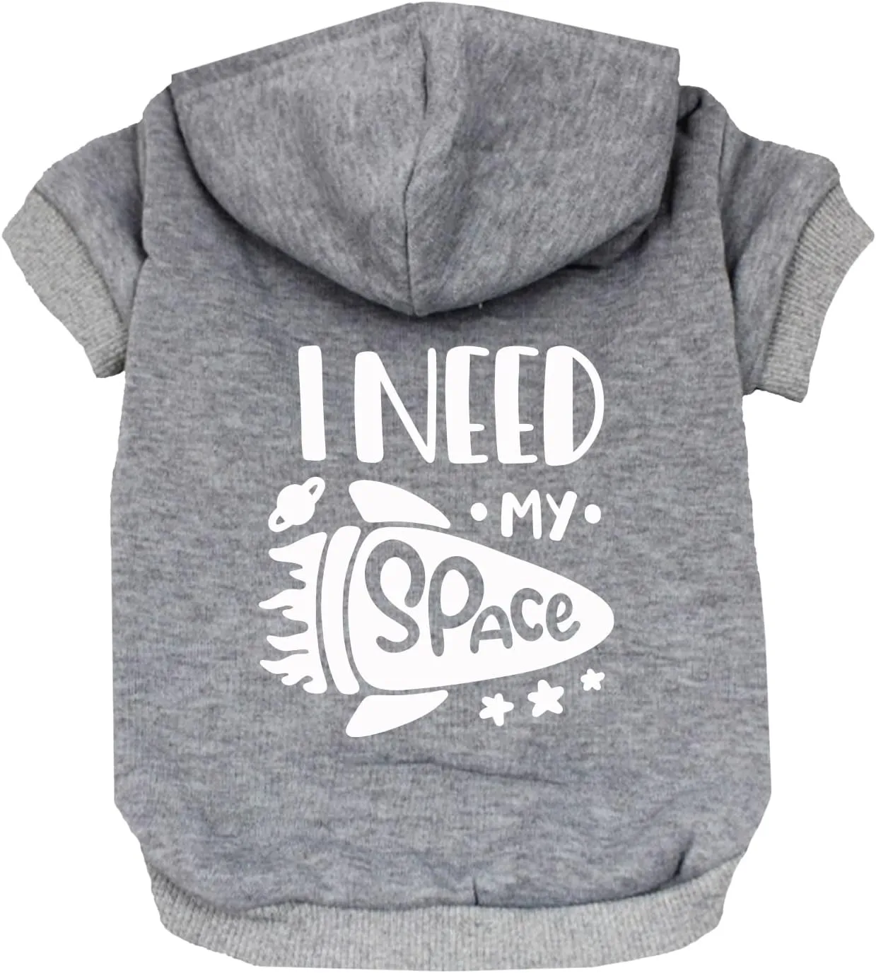 I Need My Space Anxiety Support Pullover Fleece Lined Dog Hoodie (Grey XS, 118)
