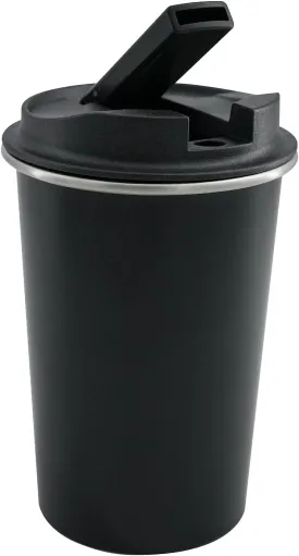 Insulated Stainless Steel Travel Mug with Heat-Resistant Silicone Lid | Discreet Reusable Cup for Camping, Hiking & Outdoor Activities (Black)