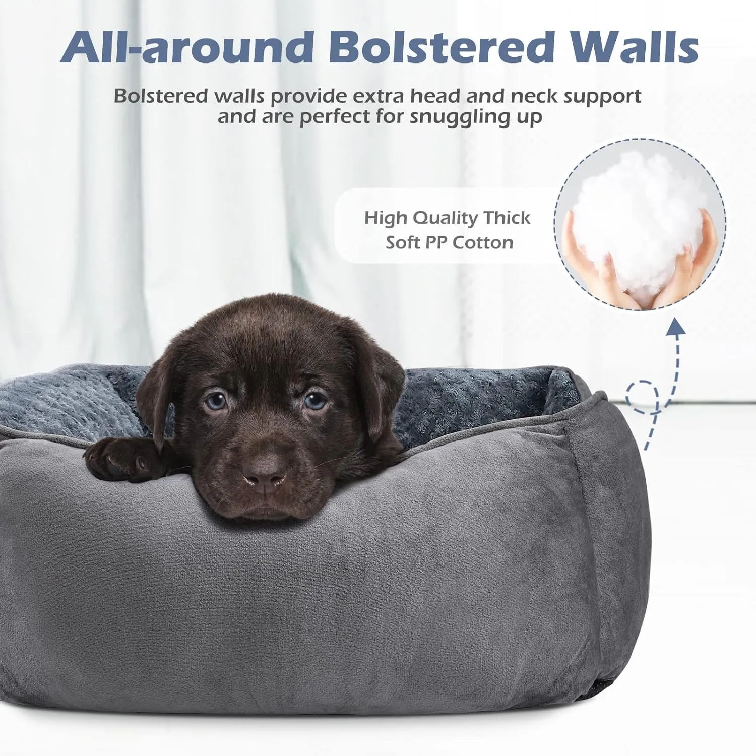 INVENHO Dog Bed for Large Medium Small Dogs, Rectangle Washable Orthopedic Dog Bed, Soft Calming Sleeping Puppy Bed Durable Pet Cuddler with Anti-Slip Bottom S(20"x19"x6")
