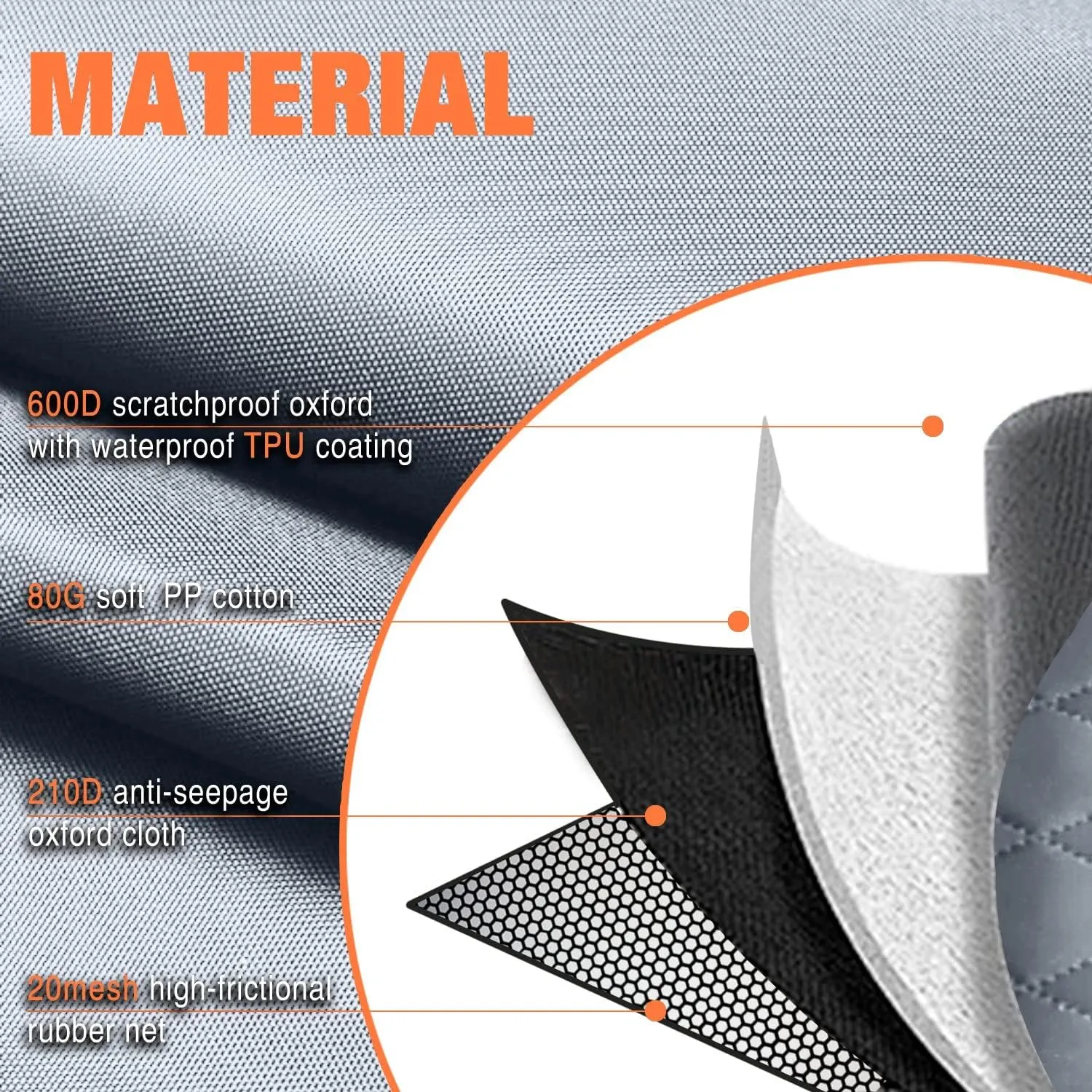 IVY&LANE Dog Car Seat Cover for Back Seat, 100% Waterproof Dog Seat Cover, 600D Scratch Resistant Bench Back Seat Cover, Anti-Slip Back Seat Covers for SUVs, Trucks and Sedans (Grey,53"48")