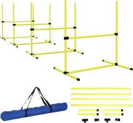 Kaimei 4-Piece Dog Agility Jump Set - Adjustable Height Agility Training Kit with Carry Bag for Dogs