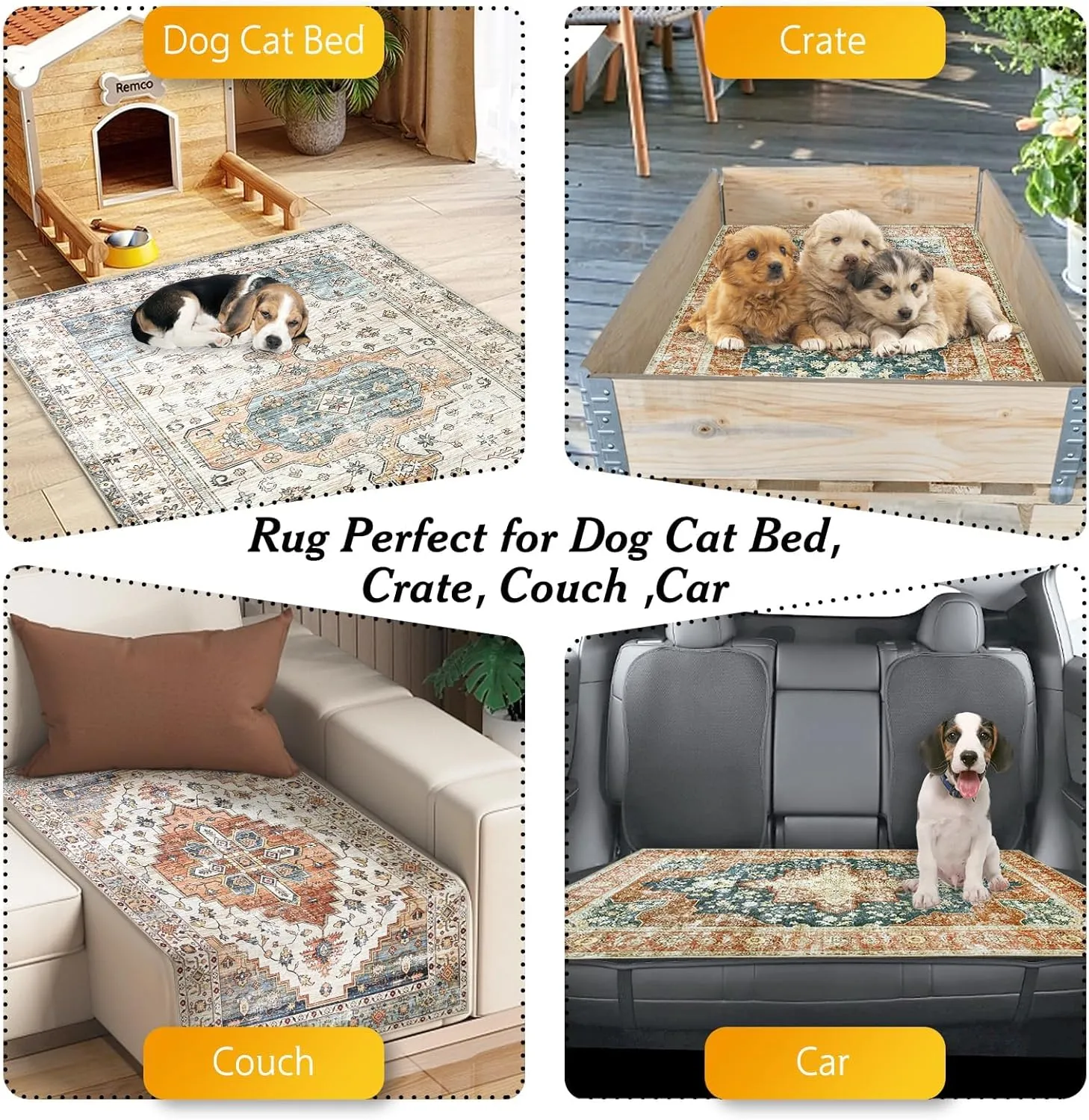kathson 2 Pcs Reusable Puppy Pads, 32 x 48 Inch Washable Puppy Pads Pet Dog Training Pads Non-Slip Waterproof Rabbit Cage Liner Whelping Pads Litter Mat for Dogs Cats , Style C
