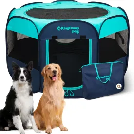 KingCamp Dog Playpen, Portable Foldable Cat Kitten Puppy Tent Crates 29"/36"/50" Pop Up Pet Playpen with Zippered Bottom & Cover for Indoor Outdoor Use (X-Large, Green)