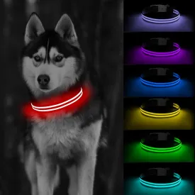 LED Dog Collar, Light Up Dog Collar, Lighted Dog Collars Adjustable for Night Walking, Glow in The Dark Dog Collars Light with USB Rechargeable Color Changing Waterproof for Dogs (Black, Small)