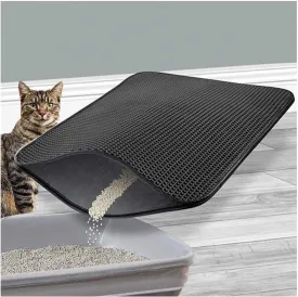 Litter Mat, 24X35In/26X46In Double Layer Easy Clean Cat Litter Trap Mats Cat Litter Box Mats for Floor, Less Waste,Soft On Paws,Non-Slip,24X35In-Black
